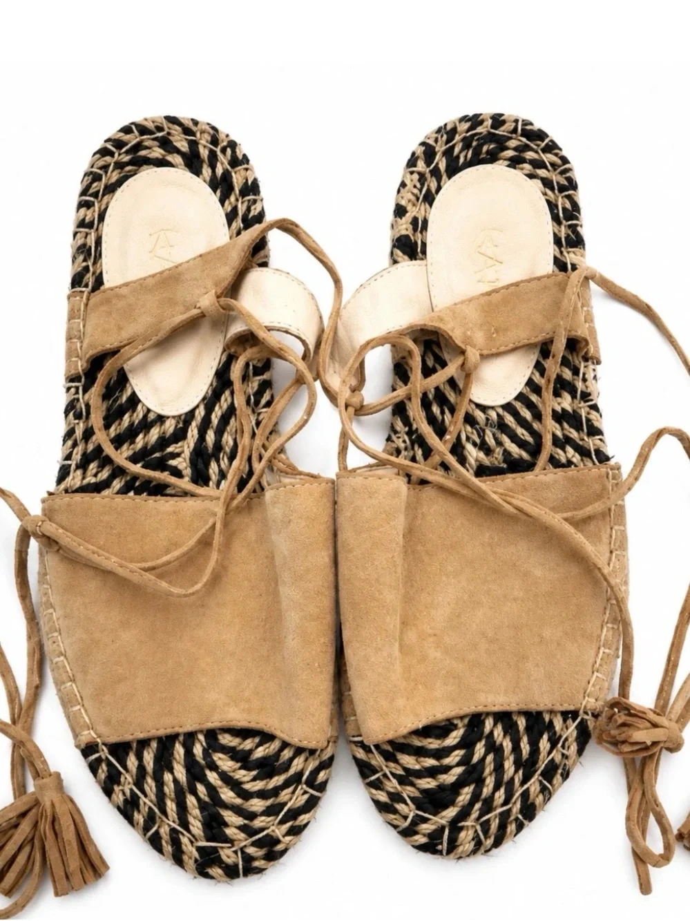 Anthropologie Espadrille Wrap Sandals Boho Womens Size 10 Tan